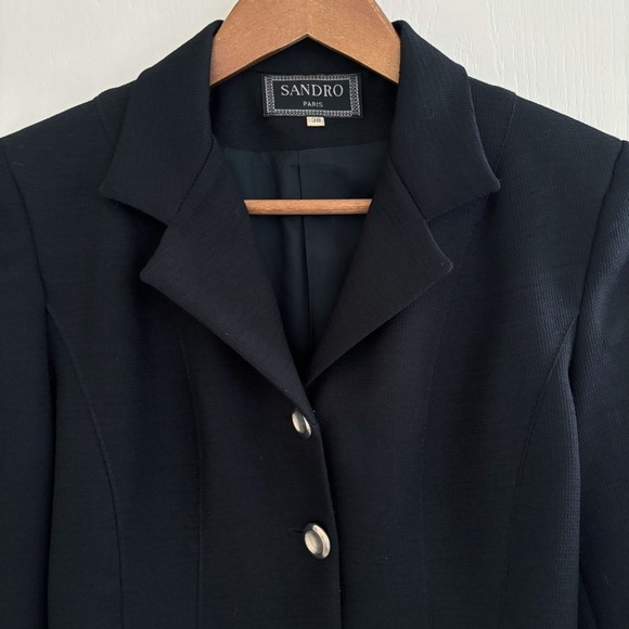 Sandro Paris Cropped Horsebit Jacket 38 US 6 Black - Picture 2 of 9